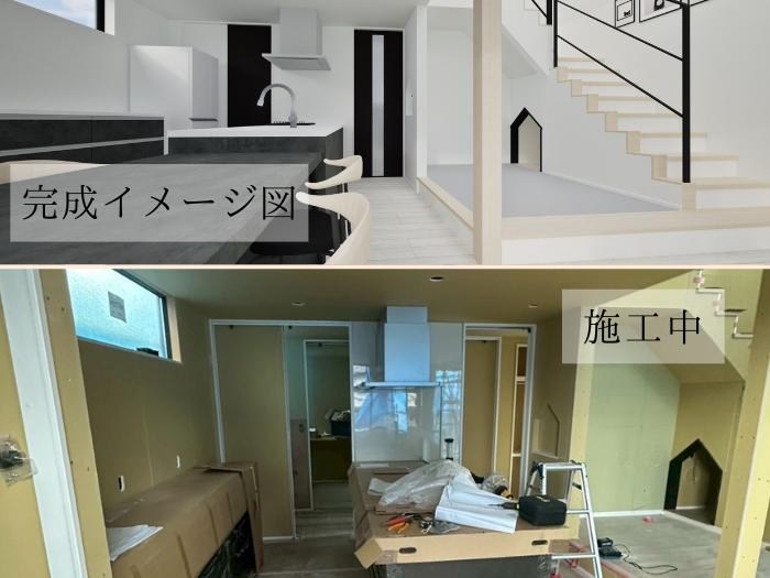 【S様邸】リビングとキッチンの施工途中の様子を大公開！ 画像