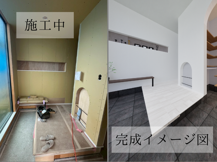 【S様邸】玄関の施工中の様子を紹介します！ 画像