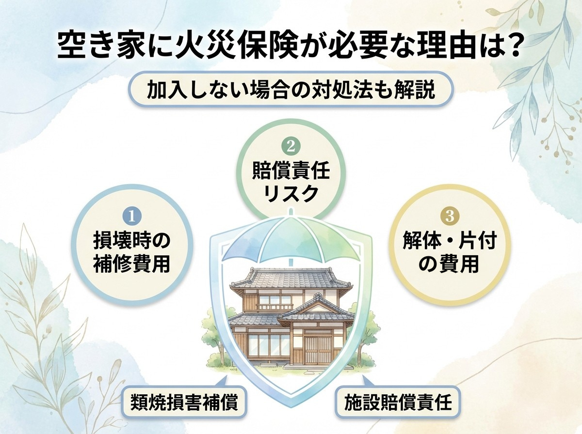 空き家に火災保険が必要な理由は？火災保険に加入しない場合の対処法も解説！ アイキャッチ画像