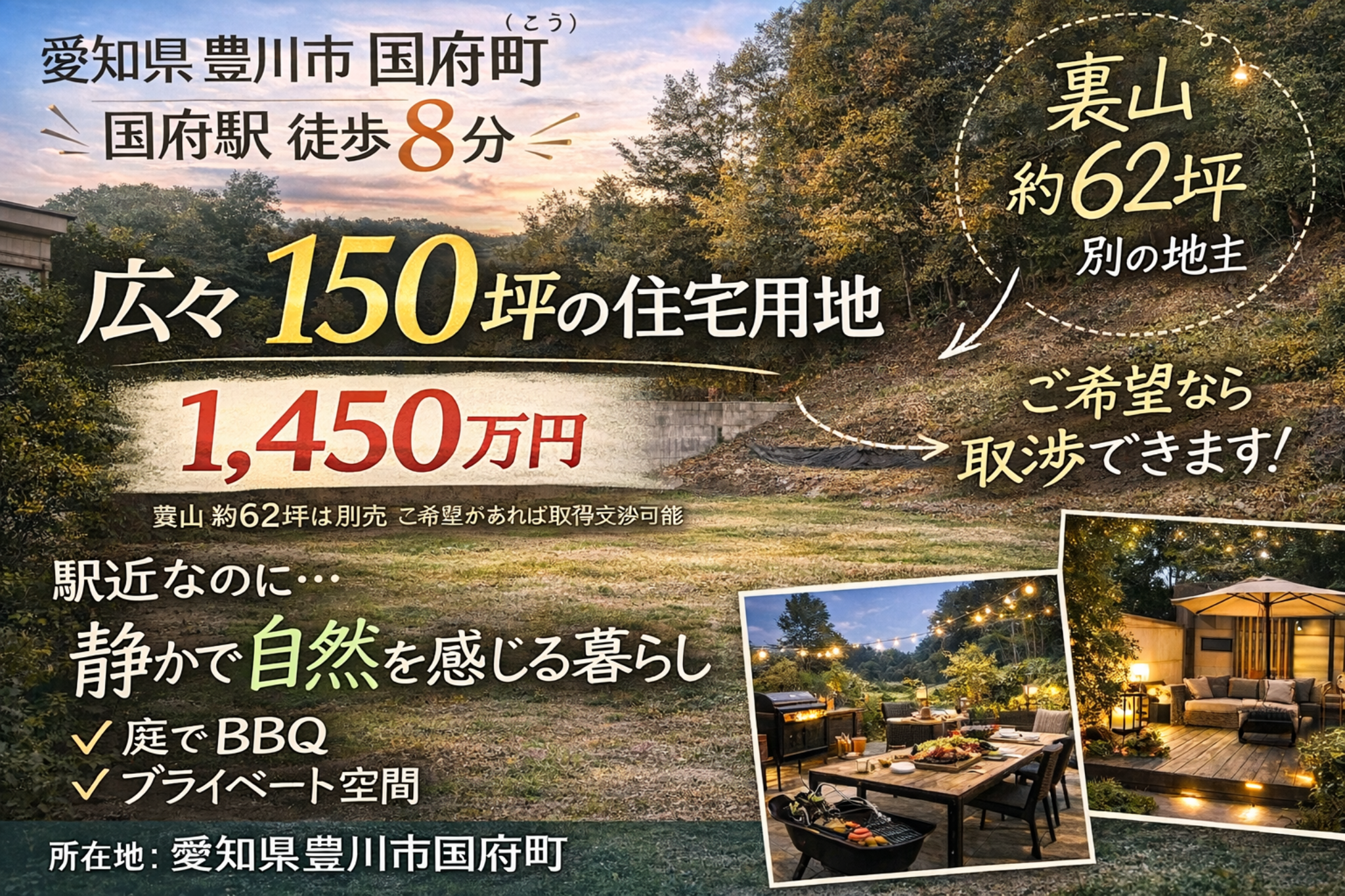 愛知県豊川市国府町にて 約150坪の広々とした住宅用地を販売中です 画像