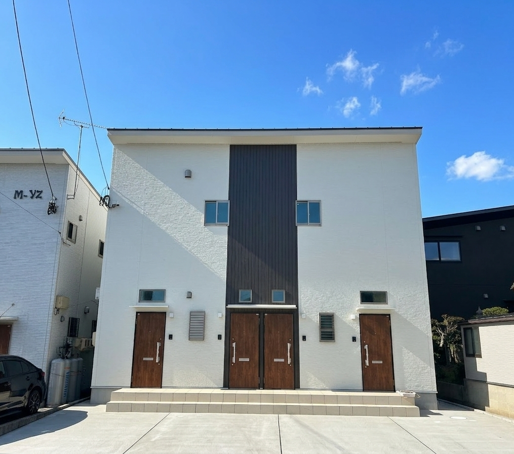 【西尾市アパート新築】自然素材の屋久杉フローリングを使った1DK木造2階建て完成しました 画像