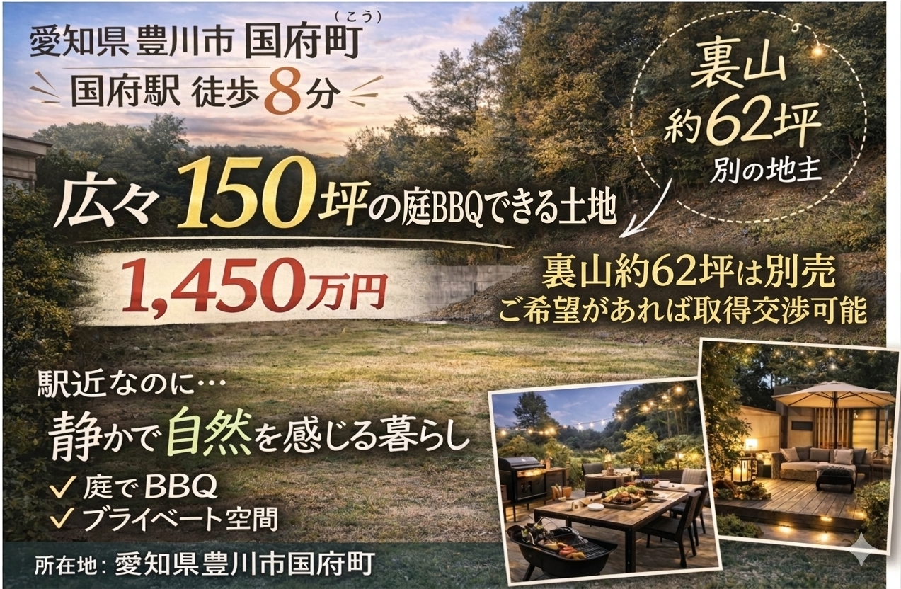 愛知県豊川市国府町にて 約150坪の広々とした住宅用地を販売中です 画像