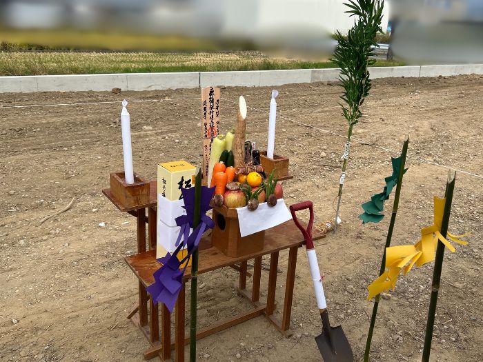 穏やかな秋雲が広がる中、地鎮祭が行われました！ 画像